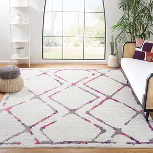 Ковер SAFAVIEH, 275 x 366 см, Skyler Collection Ivory / Pink SKY197F Boho Diamond Non-Shedding для гостиной, спальни, столовой, домашнего офиса