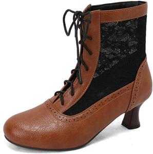 Generic Винтажные викторианские женские ботильоны на шнуровке, низкий каблук-кушонет, декоративные крылья, стиль ведьмы, ренессанс, готические бабушкины ботинки с нескользящей подошвой для вечеринок, выпускного и вечернего выхода