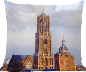 Декоративная подушка для дивана, декоративная подушка для гостиной, 50x50 см, башня-собор, Нидерланды, Утрехт, комфорт, диванная подушка MuchoWow