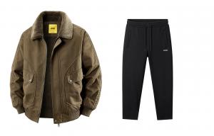 Повседневный спортивный костюм Unisex с лацканами утолщенный Jeep, camel+черный fleece-lined casual pants