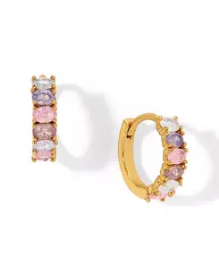 Серьги-Кольца с эмалью и искусственным кубическим цирконием с градиентом «Мечтая о тебе» Girls Crew, gold