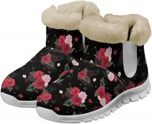 Женские ботинки на осень-зиму с утепленной флисовой подкладкой, амортизирующей стелькой из памяти формы, зимние нескользящие теплые ботинки Glomenade, Red & Pink Rose