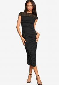 Платье-футляр DECO YOKE PANEL SHORT SLEEVE RUCHED BODYCON - Jersey dress Lipsy, черный