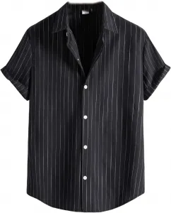 Мужская рубашка с коротким рукавом, хлопок, вертикальная полоска CHXLQQX