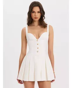 Женское белое мини-платье Tala без рукавов с плиссировкой в ​​стиле преппи Miss Circle, белый