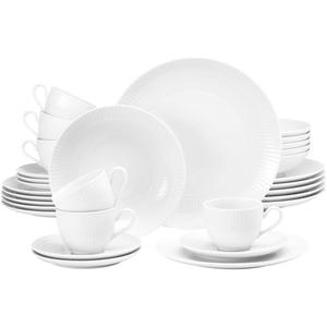 Сервиз Набор посуды, 30 предметов, Amina чашки, блюдца, тарелки, Сделано в Германии, 30 предметов, на 6 персон Seltmann Weiden, белый
