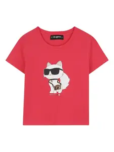 Футболка с принтом Choupette KARL LAGERFELD KIDS, красный