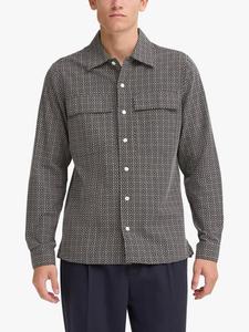 Борг джаккардовая рубашка с геометрическим принтом и длинными рукавами Casual Friday, Black