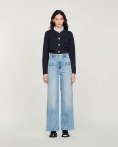 Женские широкие джинсы-бойфренды с высокой посадкой Sandro, синий