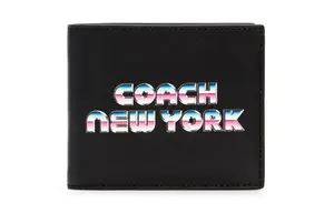 COACH Кожаный кошелек-клатч для банковских карт среднего размера унисекс черный