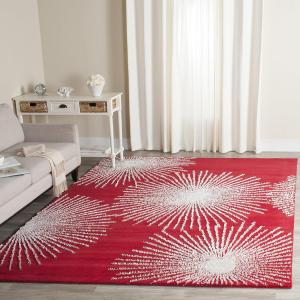 Ковер SAFAVIEH, 252 x 336 см, Soho Collection, Red & Ivory, ручной работы Starburst из шерсти и вискозы, идеален для помещений с высокой проходимостью в гостиной, спальне (SOH712L)