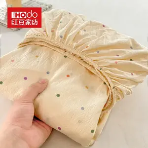 Red Bean Home Textiles Простыня на резинке 180х200 см, двухслойный муслин, цвет Caibowen, с усиленным краем