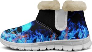 Ботинки Howilath с принтом черепа, белые пушистые, с противоскользящей подошвой, уличная обувь с защитой от скольжения для зимних путешествий и отдыха