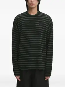 Полосатый джемпер с нашивкой-логотипом Wood Wood, зеленый