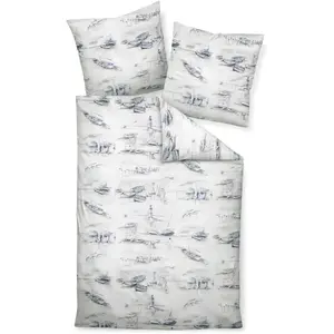 Постельное белье Janine «моменты98101 02*155Х220.80х80», на молнии, цвет seeblau