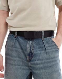 Ремень из тесьмы ASOS DESIGN с матовой черной пряжкой черного цвета