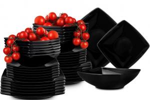 Обеденный сервиз Konsimo EPIRI на 12 персон (36 предметов), можно мыть в посудомоечной машине и использовать в микроволновой печи, черный, керамика, СОВРЕМЕННЫЙ, 25x25|21x21|17x17см