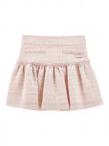 Твидовая мини юбка с оборками Monnalisa, розовый