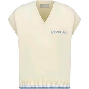 Вышитый жилет с V-образным вырезом DIOR, сине-желтый