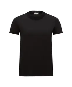 Вязаная хлопковая футболка с декоративными элементами. Moncler, черный