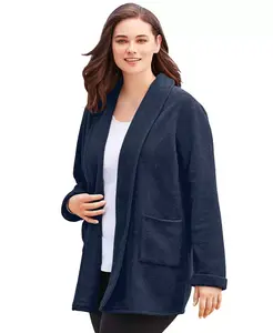 Кардиган из микрофлиса больших размеров Woman Within, синий