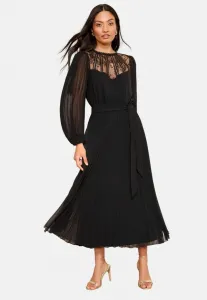 Длинное плиссированное платье прямого кроя с длинными рукавами Friends Like These, Black