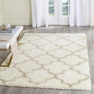 Ковер SAFAVIEH, 201 x 290 см, Montreal Shag Collection Ivory/Beige SGM832F Moroccan Trellis Non-Shedding для гостиной, спальни, столовой, прихожей, плюшевый