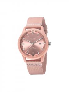 Аналоговые наручные часы розово-белого цвета, большие (около 40 мм), кожаный ремешок Regent