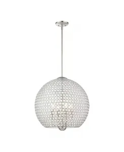 Подвесной светильник Cassandra с 4 лампами Livex, silver-tone