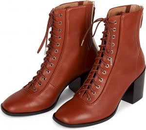 Женские ботильоны FSJ с квадратным носком, шнуровкой, на щиколотке, с массивным каблуком, задней молнией, модные челси, для вечеринок, короткие ботинки, размер 4-15 US, Rufous