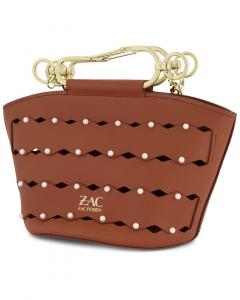 Миниатюрная кожаная сумка-мешок на молнии Zac Posen Belay, коричневый