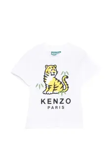 Футболка с изображением тигра Kenzo Kids, белый