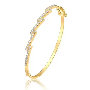 Браслет-Зигзаг из стерлингового серебра 14 карат с кубическим цирконием Genevive, gold