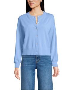 Женский укороченный кардиган из тонкой ткани с круглым вырезом Lands' End, Clear blue sky