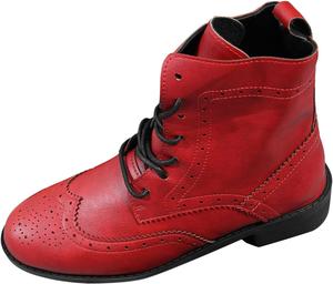 Женские ботинки ZSpzx на щиколотку, боевые, из цельной кожи, с шнуровкой, округлый носок, массивный каблук-блок, вестерн-стиль, комфортные, дышащие, водонепроницаемые, повседневные, для прогулок, стильные офисные вестерн-ботинки, Red