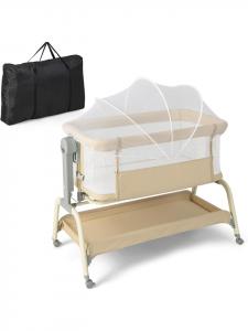 Costway Многофункциональная детская колыбель 4-в-1, бежевого цвета