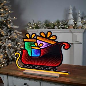 Статуэтка Melrose International Ekkolight Сани Санта-Клауса, 62 см, красный / оранжевый / зеленый