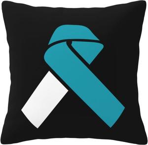 ByoBLu Чехол для декоративной подушки с лентой осведомленности о раке шейки матки Black