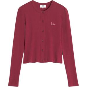 Кардиган ребристый с вышивкой Fox от Maison Kitsuné Maison Kitsune, красный