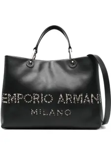 Сумка-тоут с нашивкой-логотипом Emporio Armani, черный