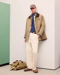 Мужская вощеная куртка с вельветовым воротником Green Coast, бежевый