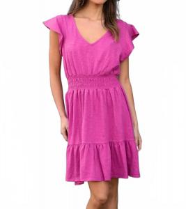 V-образный вырез мини-платье в насыщенном ягодном цвете Dylan, Bold Berry