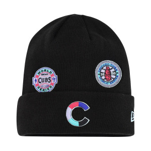 Черная мужская вязаная шапка Chicago Cubs Polar Lights с манжетами New Era