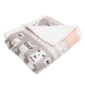 Плед из шерпы с пышным декором в полоску ламы Lush Decor, розовый