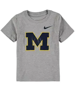 Футболка для малышей серо-меланжевого цвета с логотипом Michigan Wolverines Nike