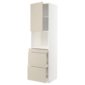 Hi cab f micro combi с дверью/3 ящиками METOD/MAXIMERA IKEA, 60x60x220 см, цвет white/havstorp beige