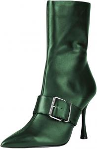 Женские стильные короткие ботильоны Zszszsu с острым носком, сексуальные на высоком каблуке-стилетто, с боковой молнией, ремешком с пряжкой, базовые осенние туфли для женщин, размеры 4-16 US, Dark Green