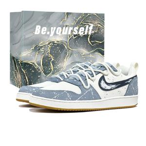 Nike Кроссовки для скейтбординга Court Borough Ash Blue Snow с устойчивостью к истиранию, низкие, мужские, синие