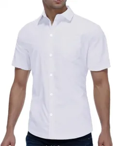Мужская рубашка на пуговицах с коротким рукавом однотонная ретро