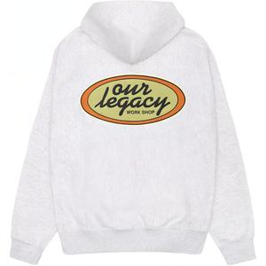 Толстовка Our Legacy Collaboration Work Shop Oval Zip Hoodie унисекс Stussy, серо-белый